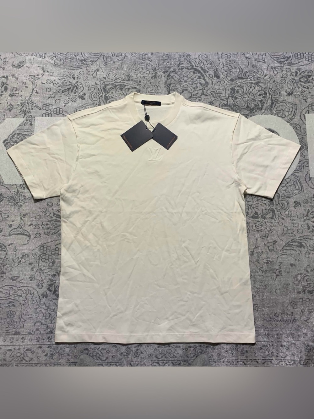 Louis Vuitton White Embossed Logo Crewneck T-Shirt